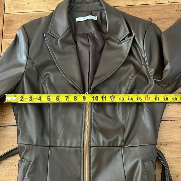 Brown Faux Lether Jacket by egreis size M - Picture 10 of 17